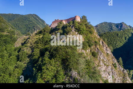 Rovinato fortezza Poenari, Romania Foto Stock