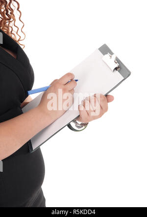 Business donna con appunti. Foto Stock