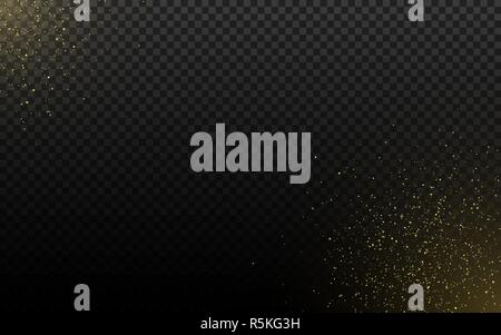 Abstract golden sparkle su uno sfondo trasparente. Polvere d oro e riflessi. Natale polvere magica. Particelle scintillanti. Illustrazione Vettoriale. EPS 10 Illustrazione Vettoriale