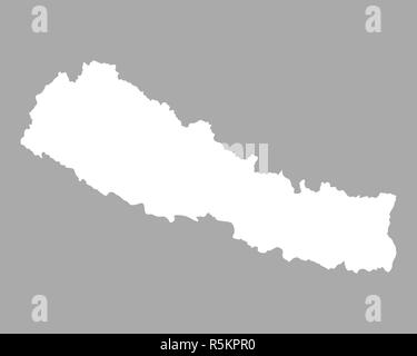 Mappa di Nepal Foto Stock