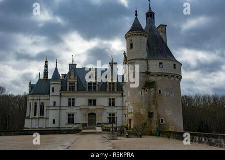 Il Château de Chenonceau sul fiume Cher nella Valle della Loira in Francia Foto Stock