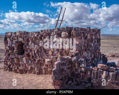 Casa di agata rovina, lunghi Log e casa di agata sentieri, Parco Nazionale della Foresta Pietrificata, Arizona. Foto Stock