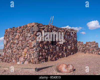 Casa di agata rovina, lunghi Log e casa di agata sentieri, Parco Nazionale della Foresta Pietrificata, Arizona. Foto Stock