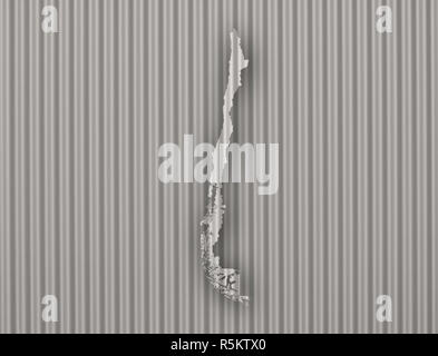 Mappa di Cile su ferro corrugato Foto Stock