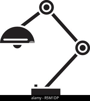 Lampada ufficio icona nera, segno del vettore su sfondo isolato. Lampada Ufficio concetto simbolo, illustrazione Illustrazione Vettoriale