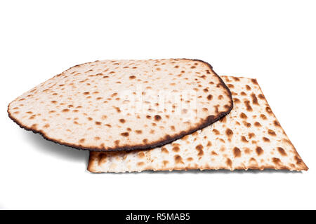 Due Matzah su bianco Foto Stock