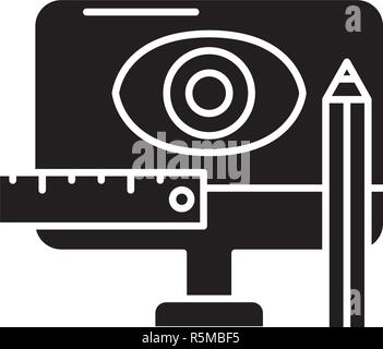 Metodologia di progettazione icona nera, segno del vettore su sfondo isolato. Metodologia di progettazione del concetto simbolo, illustrazione Illustrazione Vettoriale