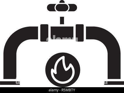 Gasdotto icona nera, segno del vettore su sfondo isolato. Gasdotto concetto simbolo, illustrazione Illustrazione Vettoriale