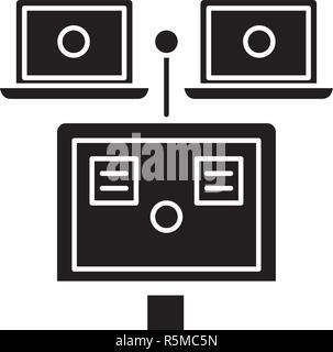 Documenti generali icona nera, segno del vettore su sfondo isolato. Documenti generali concetto simbolo, illustrazione Illustrazione Vettoriale