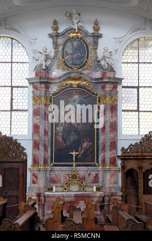 San Giovanni Nepomuceno altare nella Basilica di San Martino e Oswald a Weingarten, Germania Foto Stock