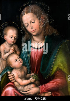 La Vergine e il Bambino adorato da neonato San Giovanni da Lucas Cranach il Vecchio (1472-1553), olio su pannello, 1512-14 Foto Stock