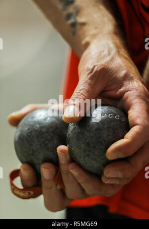 Immagini dei giocatori, giudici e pubblici di boccia raddoppia il campionato del mondo in Canada. Foto Stock