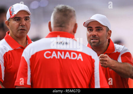 Immagini dei giocatori, giudici e pubblici di boccia raddoppia il campionato del mondo in Canada. Foto Stock