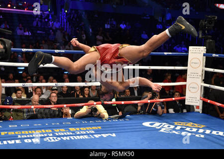 Joe Joyce sconfigge Joe Hanks durante il campionato Heavyweight Bout allo Staples Center di Los Angeles. PREMERE ASSOCIAZIONE foto. Data foto: Sabato 1 dicembre 2018. Scopri la storia della Pennsylvania di boxe a Los Angeles. Il credito fotografico dovrebbe essere: Lionel Hahn/PA filo Foto Stock