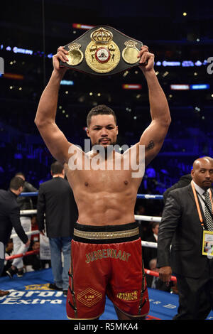 Joe Joyce sconfigge Joe Hanks durante il Heavyweight Championship bout al Staples Center di Los Angeles. Stampa foto di associazione. Picture Data: Sabato 1 dicembre, 2018. Vedere PA storia boxing di Los Angeles. Foto di credito dovrebbe leggere: Lionel Hahn/PA FILO Foto Stock