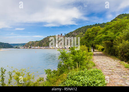 Castello Rheinfels paesaggio sul Reno in Germania Foto Stock