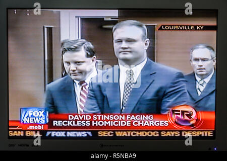 Miami Beach Florida,TV,televisione,telegiornale,Fox News,teenager giocatore di football morte,processo,allenatore delle scuole superiori,David Stinson accuse di omicidio spericolato Foto Stock