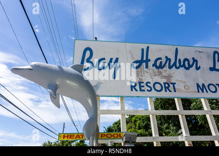 Florida Key Largo Florida Keys, US Highway Route 1, Overseas Highway, Bay Water Harbor, porto, Resort Motel, hotel alberghi alloggio motel motel, roadsid Foto Stock