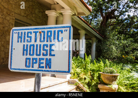 Miami Florida, Coral Gables, Merrick House, casa storica, giardino, cartello, George Merrick, fondatore della città, restauro, conservazione, FL090930079 Foto Stock