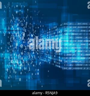 Grande concetto di dati. Le informazioni digitali visualizzazione. Analisi delle informazioni macchina di algoritmi di apprendimento. Processo di conversione di dati di grandi dimensioni dal caos per Illustrazione Vettoriale