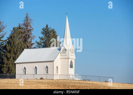 La storica Chiesa Sherman nella contea di Lincoln, Washington. Foto Stock