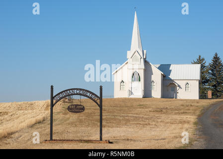 La storica Chiesa Sherman nella contea di Lincoln, Washington. Foto Stock