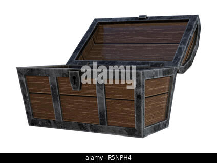 3D Rendering Treasure Chest su bianco Foto Stock