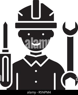 Master icona nera, segno del vettore su sfondo isolato. Il concetto principale simbolo, illustrazione Illustrazione Vettoriale