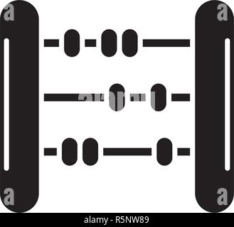 Abacus icona nera, segno del vettore su sfondo isolato. Abacus concetto simbolo, illustrazione Illustrazione Vettoriale