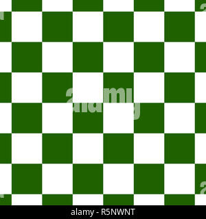 La scacchiera o checker board seamless pattern in verde e bianco. Scheda a scacchi a scacchi o a dama gioco. Gioco di strategia conce Foto Stock