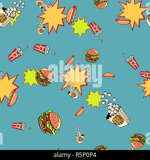 Il fast food seamless sfondo pattern Foto Stock