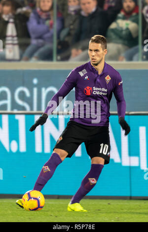 Marko Pjaca (Fiorentina) durante l'italiano 'Serie A' match tra Fiorentina 0-3 Juventus Artemio Franchi Stadium il 1 dicembre 2018 a Firenze, Italia. Credito: Maurizio Borsari/AFLO/Alamy Live News Foto Stock