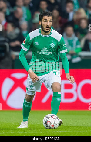 Brema, Stadio Weser, 01-12-2018 , Stagione 2018 / 2019 , la Bundesliga tedesca. Risultato finale 1-2, Werder Brema player Nuri Sahin durante la partita Werder Brema - Bayern Munchen DFL REGOLAMENTI VIETANO QUALSIASI USO DI FOTOGRAFIE come sequenze di immagini e/o quasi-VIDEO Foto Stock
