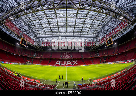 AMSTERDAM, Paesi Bassi, 02-12-2018, calcio, Johan Cruijff ArenA, eredivisie Olandese, stagione 2018/2019, stadio panoramica, prima della partita Ajax - ADO, Foto Stock