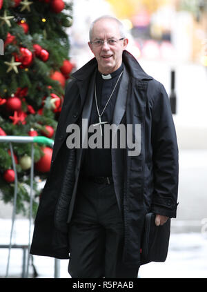 Londra, Regno Unito, 2 dicembre 2018. Justin Welby arcivescovo di Canterbury visto negli studi della BBC per l'Andrew Marr Show Foto Stock