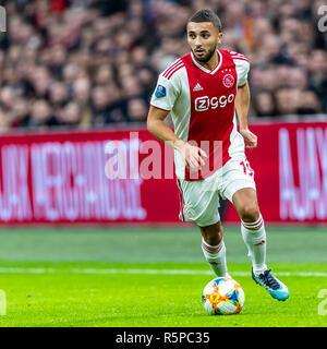 AMSTERDAM, Paesi Bassi, 02-12-2018, calcio, Johan Cruijff ArenA, eredivisie Olandese, stagione 2018/2019, Ajax player Zakaria Labyad, durante la partita Ajax - ADO, Foto Stock