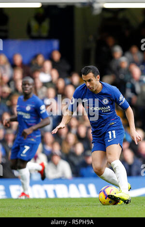 Londra, Regno Unito. 2° dic 2018. Pedro del Chelsea durante il match di Premier League tra Chelsea e Fulham a Stamford Bridge, Londra, Inghilterra il 2 dicembre 2018. Foto di Carlton Myrie. Credit: UK Sports Pics Ltd/Alamy Live News Foto Stock