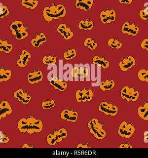 Halloween seamless pattern con Jack o lantern, zucca Foto Stock