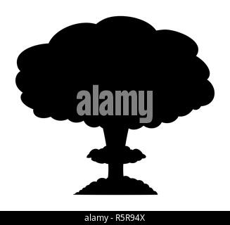 Mushroom cloud, esplosione nucleare silhouette, vettore icona simbolo di design. Foto Stock