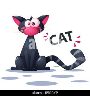 Carino, funny cat i personaggi dei cartoni animati. Illustrazione Vettoriale