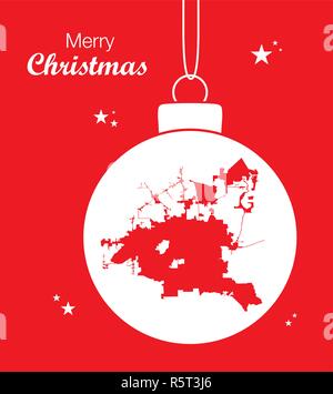 Buon Natale illustrazione con tema mappa della città di Houston Illustrazione Vettoriale