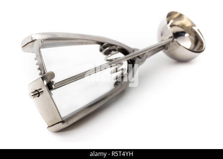 Ice Cream scoop macro, vuoto, isolato su bianco Foto Stock