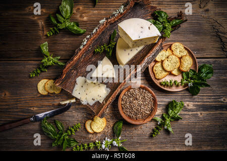 Cuneo di formaggio con semi di cumino Foto Stock