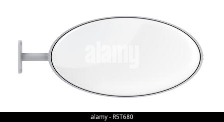 Cartello ovale isolato su bianco Foto Stock