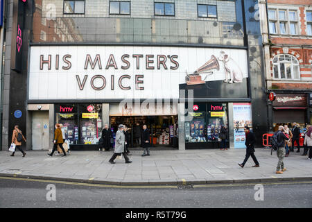 I suoi maestri voce (HMV) ammiraglia archivio record, 363 Oxford Street, London, Regno Unito Foto Stock