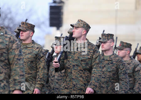 Bucarest, Romania - 1 Dicembre 2018: US marines prendere parte alla Romania della Giornata Nazionale parata militare a Bucarest. Foto Stock