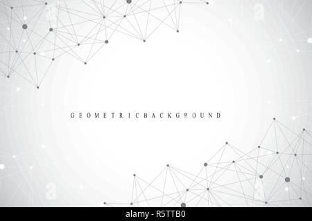 Rete globale di collegamenti con punti e linee. Networking e grande per la visualizzazione di dati sullo sfondo. Il futuristico global business. Illustrazione Vettoriale Illustrazione Vettoriale