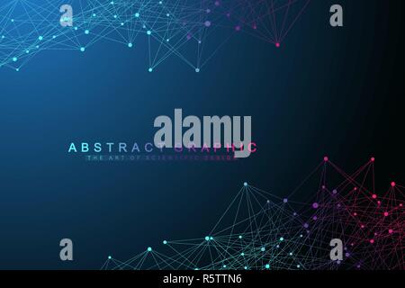 Rete globale di collegamenti con punti e linee. Networking e grande per la visualizzazione di dati sullo sfondo. Il futuristico global business. Illustrazione Vettoriale Illustrazione Vettoriale