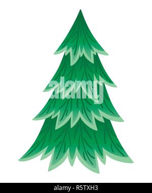 Verde albero di abete rosso. Evergreen stile piatto. Albero di Natale senza decorazioni. Illustrazione di vettore isolato su sfondo bianco. Illustrazione Vettoriale