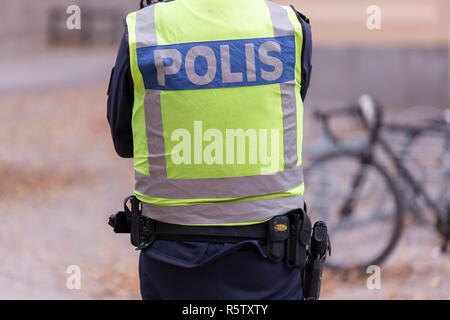 La polizia svedese Officer Foto Stock